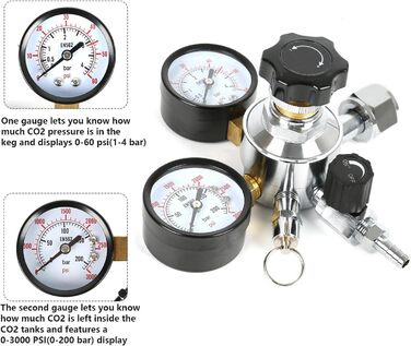 Редуктор тиску Регулятор тиску, CO2 Головний редуктор тиску Подвійний манометр W21.8 Регулятор тиску CO2 для обладнання для дозування, пивоваріння, обладнання для розливу пива