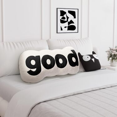 Подушка для спинки Johnear Good Alphabet, плюшева подушка з літерами, подушка для спинки ліжка, подушка для читання, подушка для спинки ліжка, ідеально підходить для читання, перегляду телевізора, відпочинку або як підтримка спини (біла)