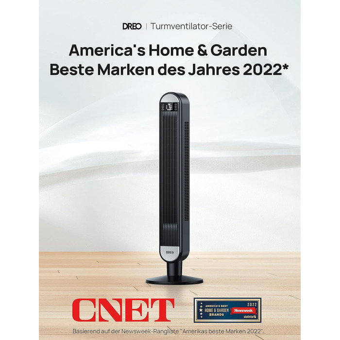 Розумний безшумний баштовий вентилятор Dreo 25 дБ з охолодженням, 106 см вентилятор з WiFi Alexa, коливальний вентилятор 90, пульт