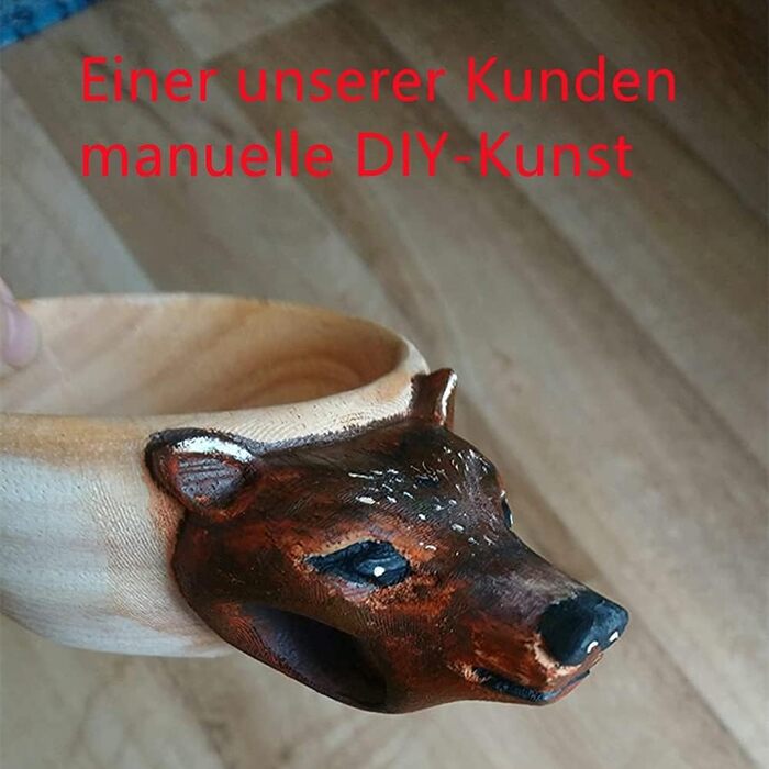 Дерев&39яна чашка MUGUOY Kuksa ручної роботи - чашка із зображенням голови тварини Kuksa Guksi, дерев&39яна чашка kuksa для мандрівників та кемпінгу в буші, гарний подарунок для любителів природи. (Лис*1)