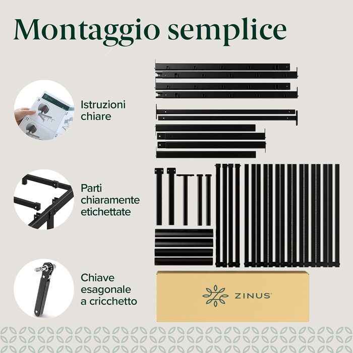 Ліжко Zinus Van з металевим каркасом 41 см, сталевою рейковою основою, легке складання, місце для зберігання під ліжком, 135 x 190 см, чорний колір, висота 190 x 135 см 40,6 см