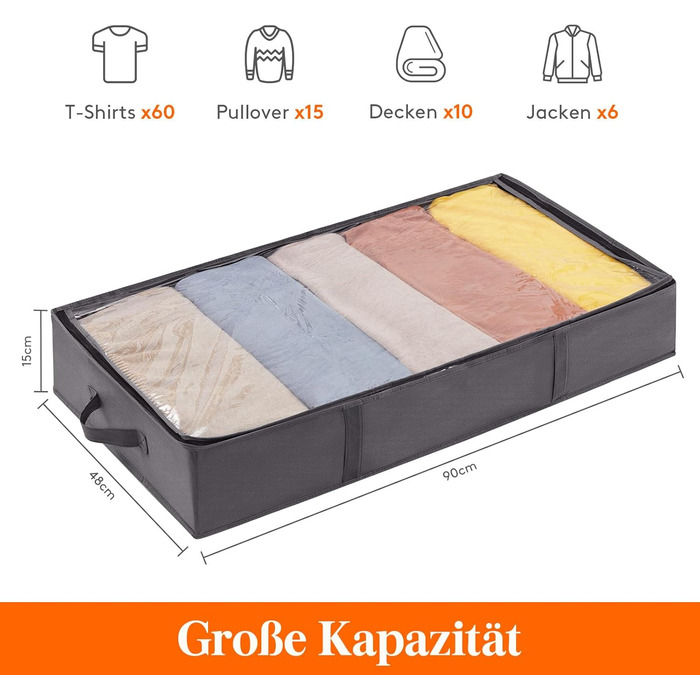 Секційний ящик для зберігання під ліжком з кришкою, комод під ліжком складаний під ліжком для зберігання одягу мішок для зберіганн