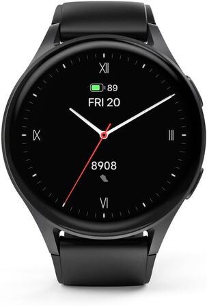 Розумний годинник Hama 8900 з GPS, водонепроникний IP68, функція телефону (сенсорний AMOLED-дисплей, голосове керування, спортивні режими, трекер сну, пульсометр, WhatsApp, годинник для бігу, пульсометр, фітнес-годинник) чорний