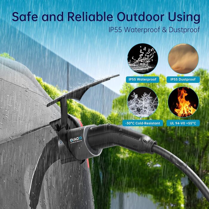 Зарядний кабель для електромобілів QIAO тип 2, 11 кВт 5M 16A 3-фазний, IEC 62196 зарядний кабель для електромобілів від типу 2 до