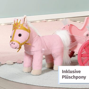 Коляска з поні, лялькова коляска 2-в-1 з плюшевим поні, світловими ефектами та знімною ручкою для штовхання, 707210 Zapf Creation