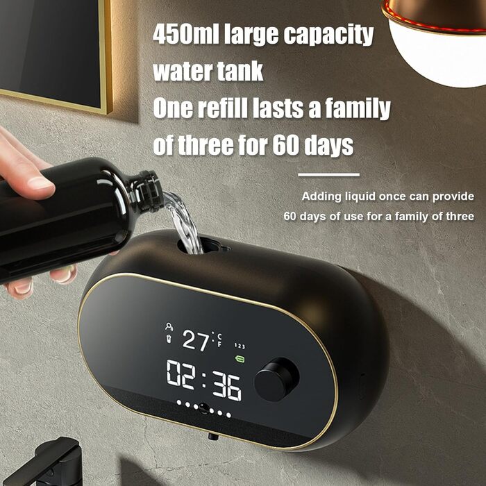 Автоматичний дозатор мила настінний, електричний насос для ручного мила, що перезаряджається від USB, з ІЧ-датчиком, розумний елек