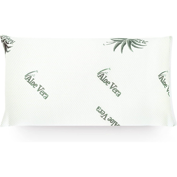 Ергономічна подушка Mister Sandman 40x80, подушка для шиї з 2 наволочками з алое вера, подушка Visco ідеально підходить для сну на животі, спині та на боці, подушка з піни з ефектом пам&39яті з 2 наволочками з алое вера