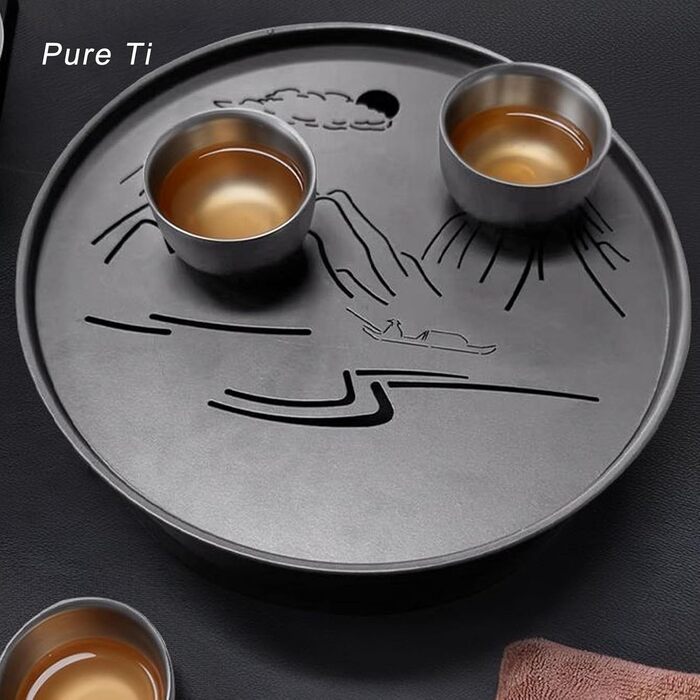 Набір для чаювання Луокуте Пурий Ті Гунфу, термостійкий чайник та 4 чашки по 30 мл, ідеальний для подорожей, відпочинку на природі та офісу