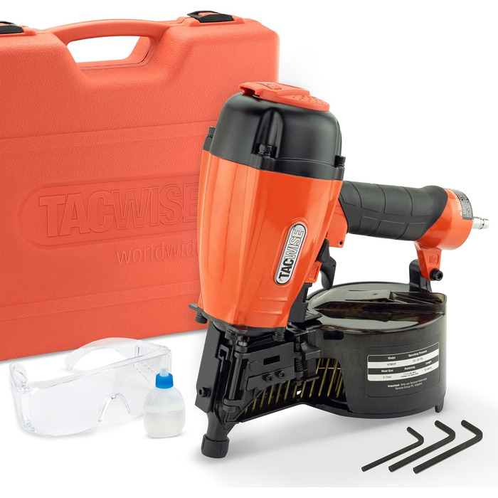 Пневматичний котушковий цвяхозабивач Tacwise HCN65P, використовує плоскі котушкові цвяхи, 32 - 65 мм