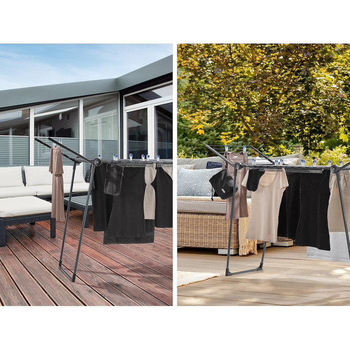 Сушильна машина Leifheit Pegasus 150 Solid Black Edition, стійка сушильна машина з крилами, також для довгих речей, особливо вузьк