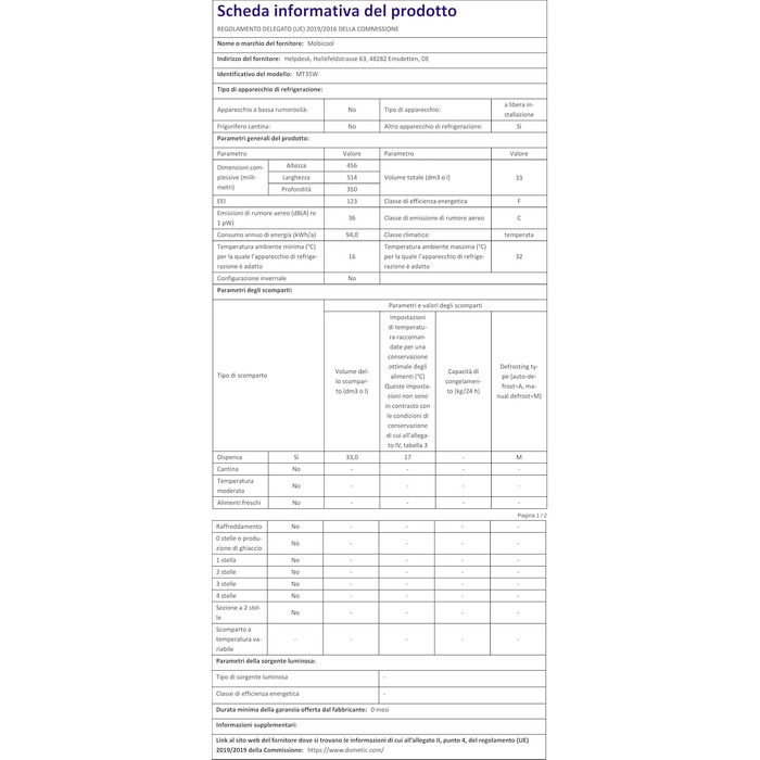Портативний електричний кулер Mobicool MT35W, 34 літри, 12/230 В, 33 літри