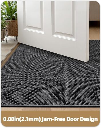 КОЛІР ТА ГЕОМЕТРІЯ Ультратонкий килимок для прихожих у приміщенні 43x76 см, килимок для прання в пральній машині з нековзним покриттям, плоский килимок для входу в приміщенні, абсорбуючий килимок для передпокою, коридору темно-сірого кольору (складений) Т