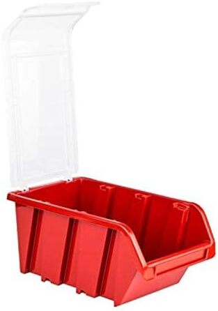 Коробка з кришкою настінна полиця 80 x 80 см, коробки, що штабелюються, контейнери для зберігання, відкриті коробки для зберігання, система зберігання, червоний/чорний