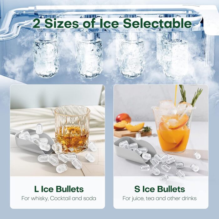 Машина для приготування кубиків льоду CONOPU, 9 кубиків льоду з порожнистим конусом, готових всього за 9 хвилин, машина для приготування кубиків льоду маленька 12 кг/24 години, 2 розміри кубиків льоду, льодогенератор з функцією самоочищення, льодогенерато