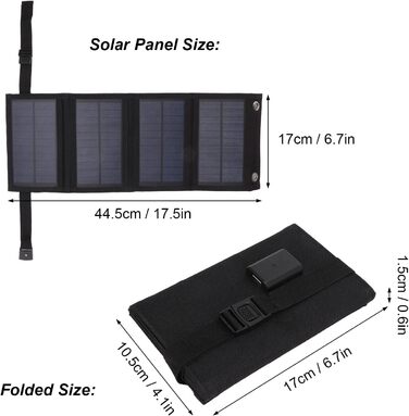 Портативна сонячна панель потужністю 20 Вт, складний USB-зарядний пристрій для сонячної панелі, водонепроникність IP65, USB-вихід, розгорнуті сонячні панелі 480x185 мм для телефону, ноутбука, планшета тощо