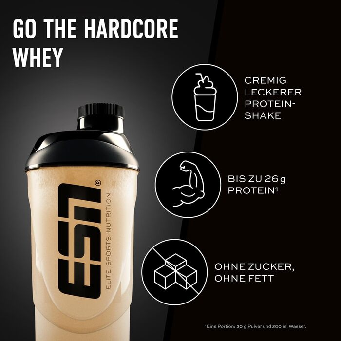 Протеїн ESN Iso Whey Hardcore, Natural, 1000 г, зроблено в Німеччині