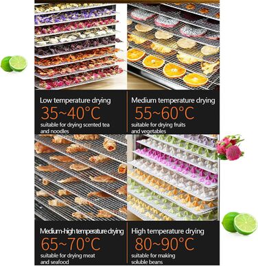 Сублімаційна сушарка, 8-рівневий дегідратор для продуктів Сублімаційна сушарка для дому 8 рівнів дегідратора з нержавіючої сталі Дегідратор Дегідратор для сушарки для фруктів 30-90C (8)