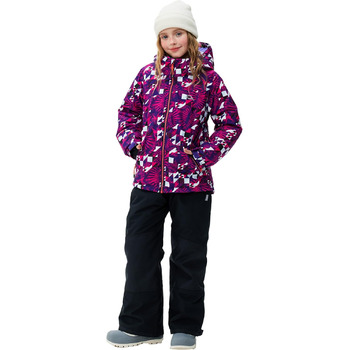 Зимовий комбінезон для дівчаток, комплект з лижної куртки та штанів, капюшон з бретелями, вітрозахисний, водонепроникний, теплий, розмір 140-152, яскраво-рожевий