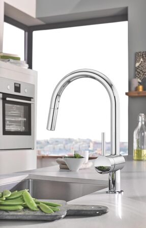 Кухонний змішувач GROHE Minta з висувним виливом, 2 режими струменя, поворот на 360, система економії води, хром, 32321002