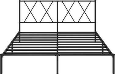 Ліжко Zinus Elias каркас 140x200 см з сучасним узголів&39ям - Металеве ліжко 140x200 з металевою рейковою основою - Платформа заввишки 30 см з простором під нею - Пружинний матрац не потрібен - Чорний 140 x 200 см