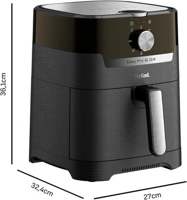 Аерофритюрниця та гриль Tefal Easy Fry & Grill Classic XL (4,6 л) пристрій 2-в-1 для хрусткого смаження та соковитого гриля з мінімумом жиру, EY5018 Classic 2in1