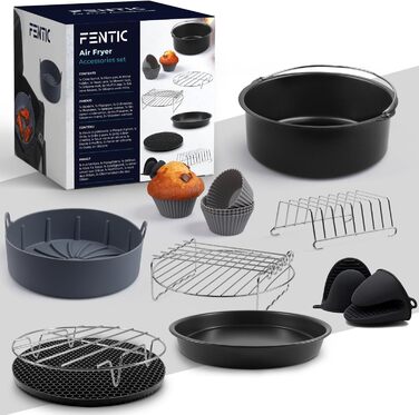 Аксесуари Фритюрниця XL і XXL 20см Аксесуари для мультипечі Philips XL і XXL, COSORI 5.5L, Cecotec, Tefal З силіконовою формою Air Fryer Набір з 10 предметів