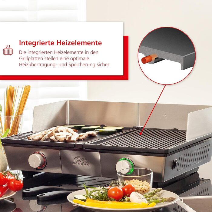 Електричний гриль - Гриль включаючи захист від бризок і 2 лопатки - Настільний гриль електричний - Нержавіюча сталь одинарна, 7951 -