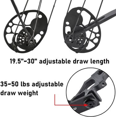 Набір складеного лука для стрільби з лука – мисливський регульований лук 19,5–30 дюймів, до 260 fps, з аксесуарами для дорослих, тренувань та стрільби на відкритому повітрі