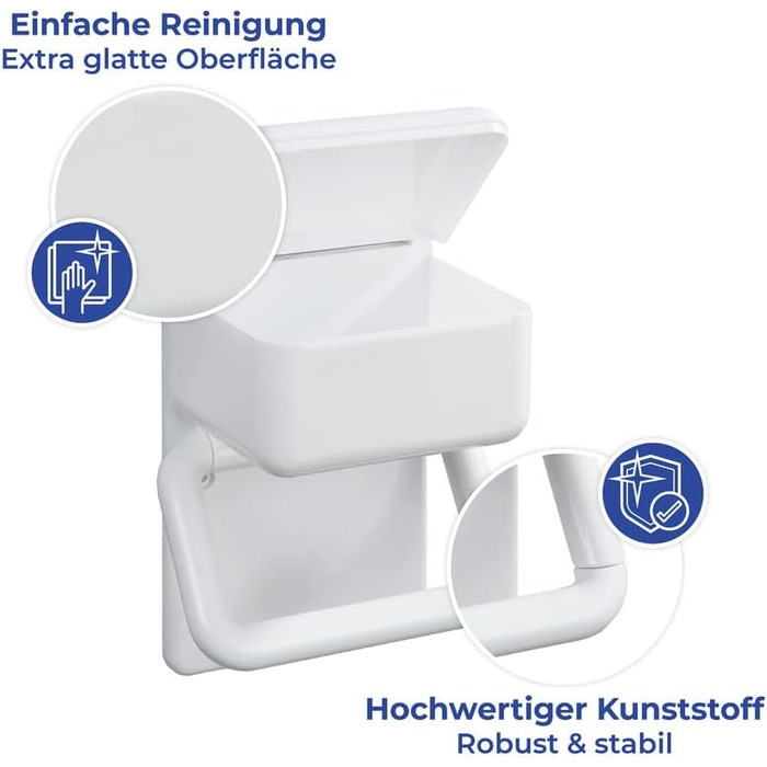 Тримач туалетного паперу Maximex 2 в 1 з поличкою, пластиковий, у комплекті з кріпильним матеріалом, 16 x 20 x 11 см