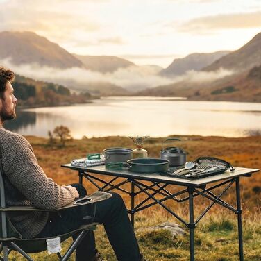 Набір посуду Outsunny для кемпінгу, 8 предметів портативний посуд для приготування їжі на відкритому повітрі з антипригарними ручками, швидко нагрівається. Каструля, сковорода та набір посуду на 2 особи для походів, пікніків та барбекю, сірий колір.