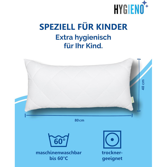 Дитяча подушка Koru Kids 40x80 см на блискавці - регульоване наповнення 600 г - дитяча подушка для алергіків - можна прати при 60C