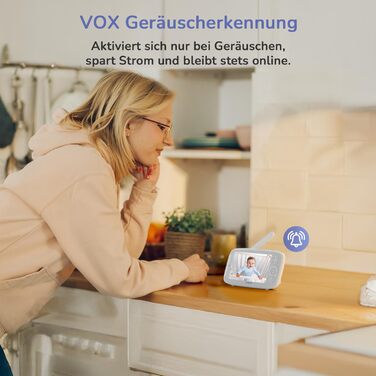 Радіоняня Jeeber 2K/3MP із камерою та додатком Без підписки, 5-дюймова відеоняня з нічним баченням HDR, виявлення плачу/руху/шуму,