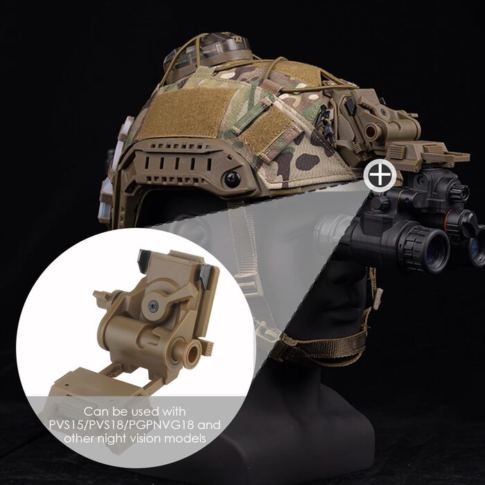 Кріплення на шолом, кріплення для ПНБ, кріплення для шолома для окулярів нічного бачення, регульоване тактичне кріплення на шолом з повного нейлону для L4G24, кріплення для ПНБ PVS-15/18, кріплення для імітації ПНБ типу PVS 31 (чорне)
