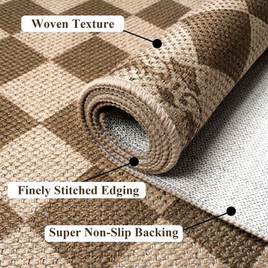 Килимова доріжка Cekene для передпокою, коричневого кольору, 80x200 см, бохо, кухонний килим, що миється, нековзний, джутова, для передпокою, кухні, коридору, спальні, 80 x 200 см, коричневого кольору