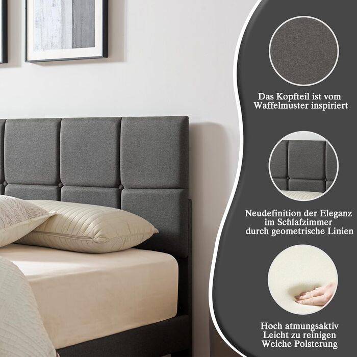 М&39яке ліжко Z-hom 120x200 см, двоспальне ліжко, висота 32,5 см, дерев&39яна основа, узголів&39я з регульованою висотою, компактна упаковка та легке складання 120*200 см