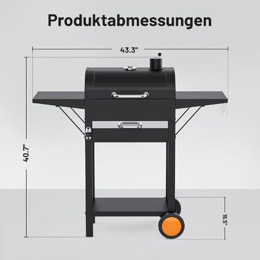 См) Вугільний Гриль - 334 кв. дюйми, Нержавіючий Візок з Двома Міцними Бічними Поличками та Хромованим Решіткою. Ідеально підходить для Саду, Гаража, Тераси, 20 (50