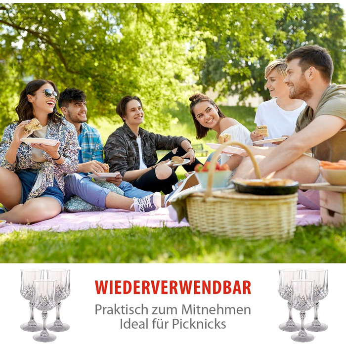 Набір келихів для вина alpina пластикові 6 шт. - Пластикові келихи для вина 200 мл - Келих для вина з кришталевим ефектом - Багато