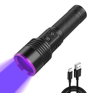 Ультрафіолетовий ліхтарик WINDFIRE 30 Вт, акумуляторна УФ-лампа Blacklight 365 нм, детектор сечі домашніх тварин, сильне ультрафіолетове світло для полювання на бурштин, скорпіонів, смоли, юперлайт, уранове скло