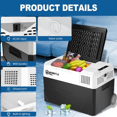 Електричний компресорний холодильник, автомобільний холодильник 58 літрів, 12/24/100-240 В, міні-холодильник для автомобіля, ванта