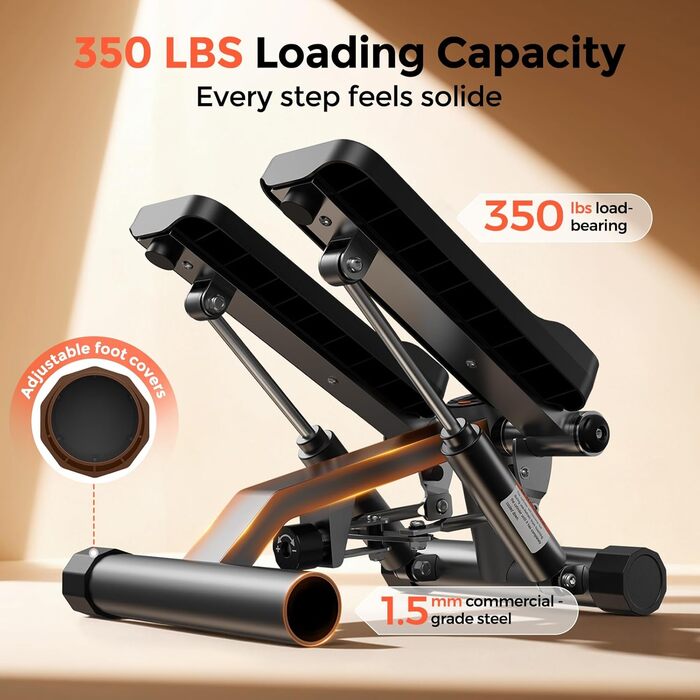 Степер Sportsroyals для вправ на сходах для дому степер з гойдалками вгору-вниз із силовими канатами для тренування м&39язів спини/рук/сідниць, міні-степер для фітнесу вдома та офісу
