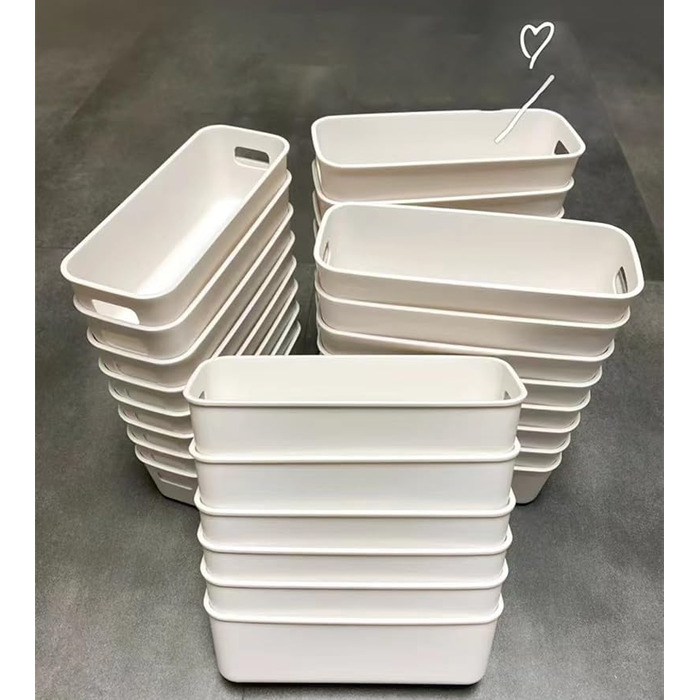 Пластикова коробка для зберігання, кошик для зберігання з ручками, органайзер для кухонної шафи, кошики, пластикова коробка для зберігання на полицю у ванній кімнаті (28910см, 6 білих) 28910см 6 білих