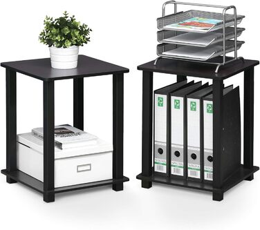 Журнальний столик-диван Furinno Simplistic, бічний столик, 2 яруси, комплект з 2 шт. , темний горіх