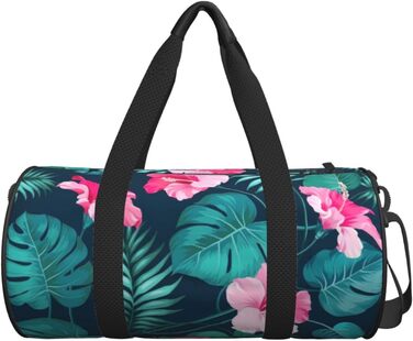 Гавайська дорожня сумка з рожевою квіткою, кругла форма, великий об'єм, легка та міцна, ідеальний подарунок для піших прогулянок, відпустки, ділових поїздок та іншого, Гавайська рожева квітка, універсальний розмір