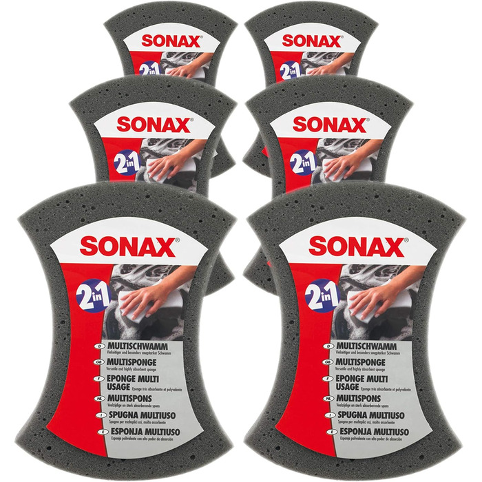 АВТОМОБІЛЬНА ГУБКА ДЛЯ ЧИЩЕННЯ MULTI CAR PONGE WASH 2 В 1, 6 шт., SONAX MULTISPONGE