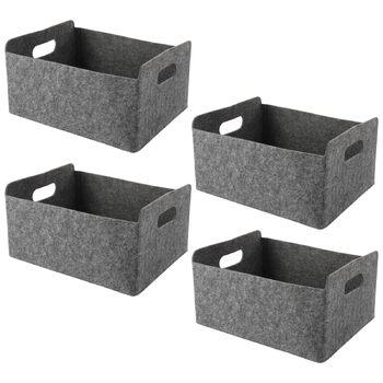 Набір фетрових кошиків WOPPLXY з 4 предметів, фетрова коробка 30,5 x 24 x 15 см, сірий фетровий кошик для шаф, книжкових полиць та шухляд