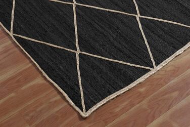 Килимок CASAVANI Kilim, 22,9 x 30,5 см, чорно-бежевий, тканий джутовий килим, для приміщень і вулиць, плоске плетіння, зони з висо