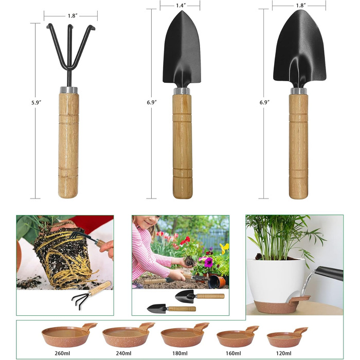 Пакетів пластиковий квітковий горщик з системою поливу, 17.8/16.5/15.2/13.9/12.7 см самополиваюча сівалка з блюдцем кругла сівалка