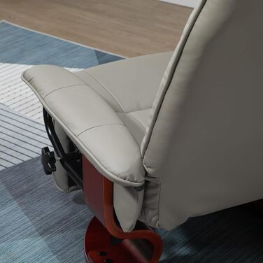 Крісло-реклайнер HOMCOM з функцією повороту на 360, регульованою спинкою та підставкою для ніг, крісло для відпочинку, крісло для телевізора для вітальні та спальні, штучна шкіра сірого кольору