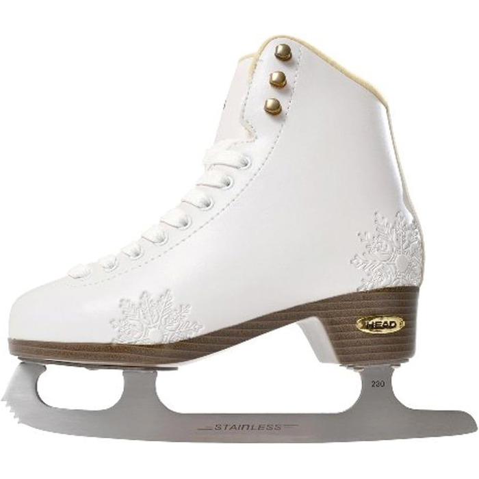Фігурні ковзани HEAD Amber для жінок з лезами з нержавіючої сталі, дизайн сніжинки, ідеально підходять для початківців - білі, розмір 41