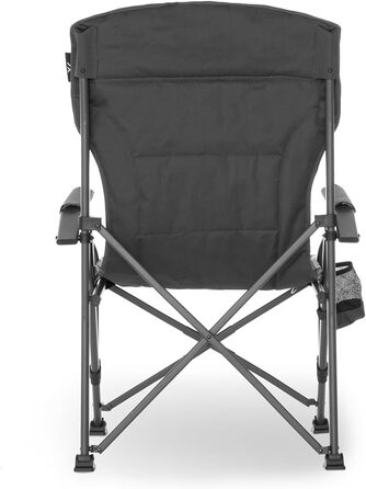Міцний кемпінговий стілець XXL, вантажопідйомність до 250 кг, з підлокітниками, тримачем для напоїв, сумкою-холодильником та міцною сталевою рамою, крісло для риболовлі, складне, довговічне, темно-сірий колір